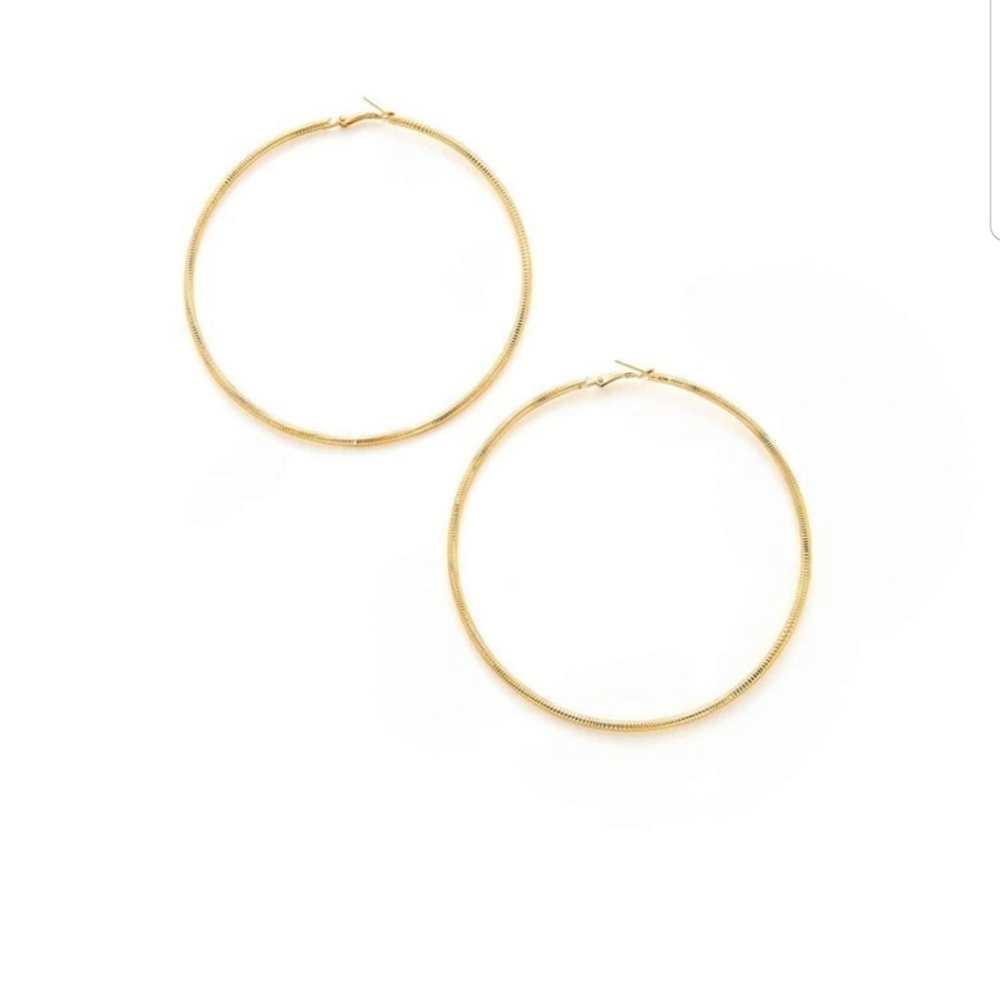 New glamorous round gold hoop earrings - Picture 3 of 5